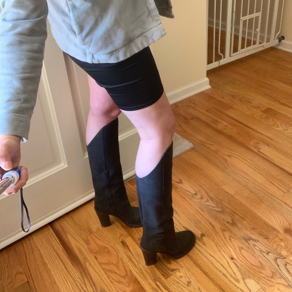 Vera Wang Tall Navy Leather Riding Boots 8 **Sole - Picture 8 of 8